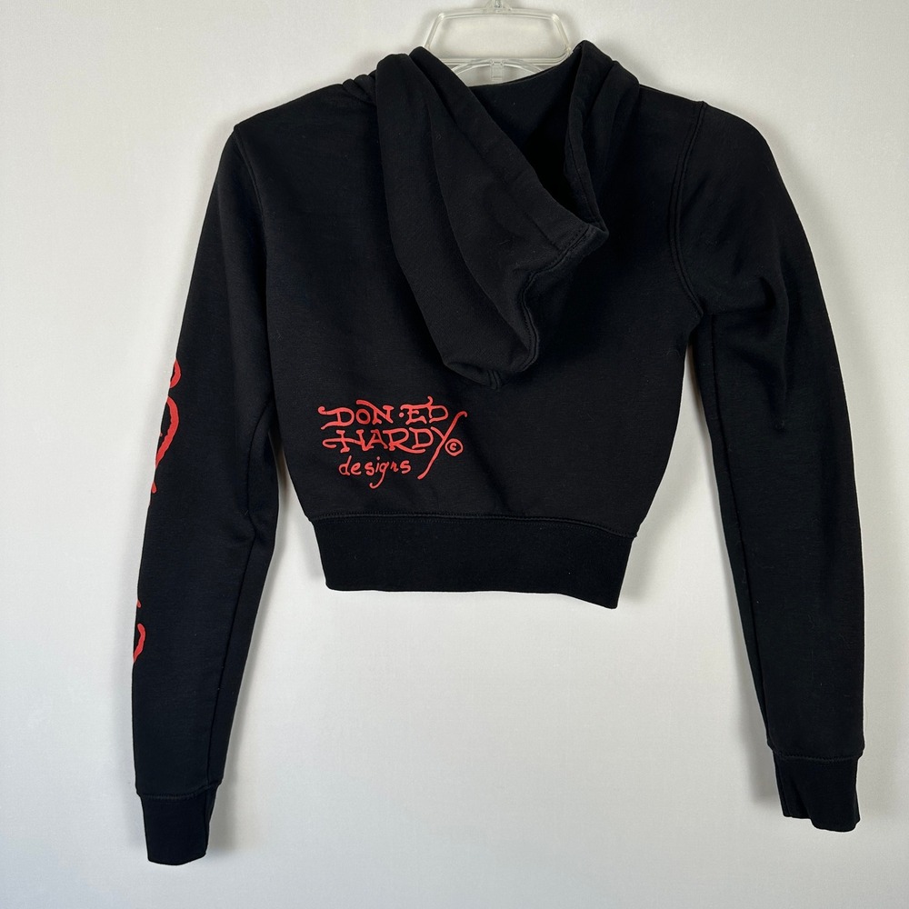 Ed Hardy Skull Snake Graphic Zip Up Hoodie Kids XS Black Streetwear Classic - Picture 2 of 11